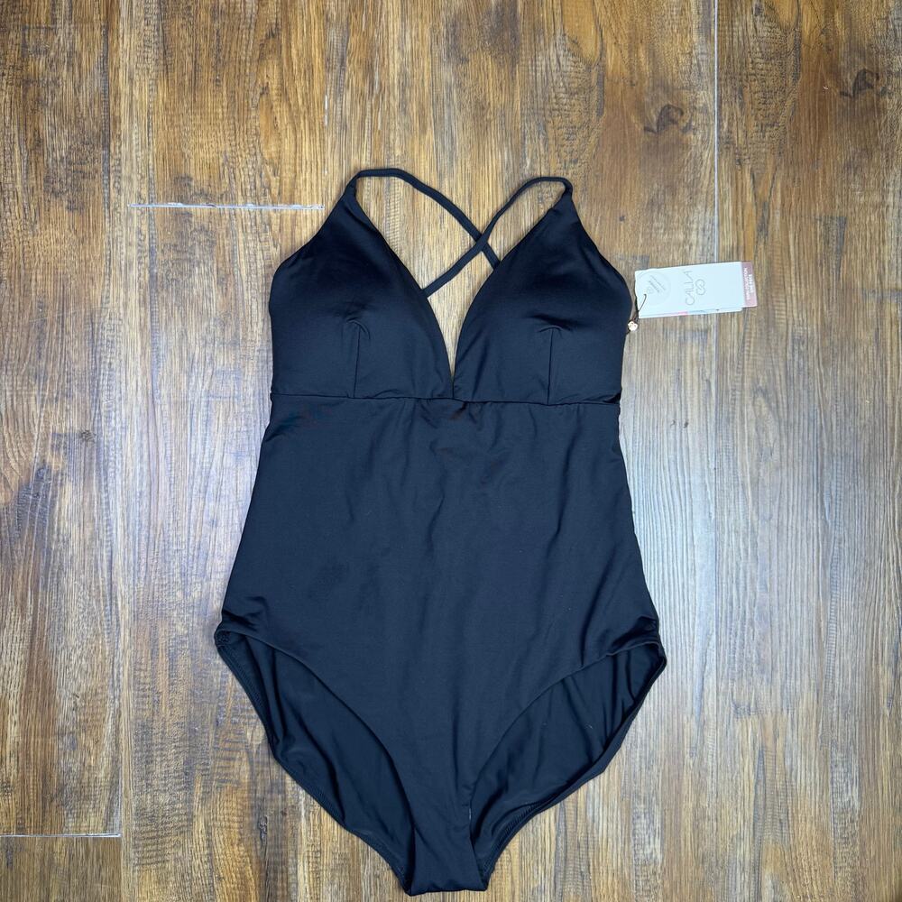 CALIA by Carrie Underwood Black One-Piece Swimsuit with Crisscross Straps